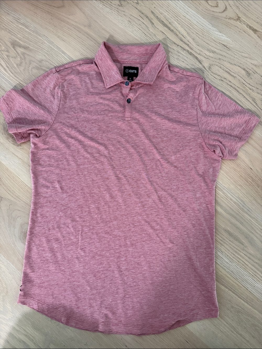 Cuts Clothing Polo Shirt Men’s XL Pink Heather Stretch Pyca Pro Curved Hem